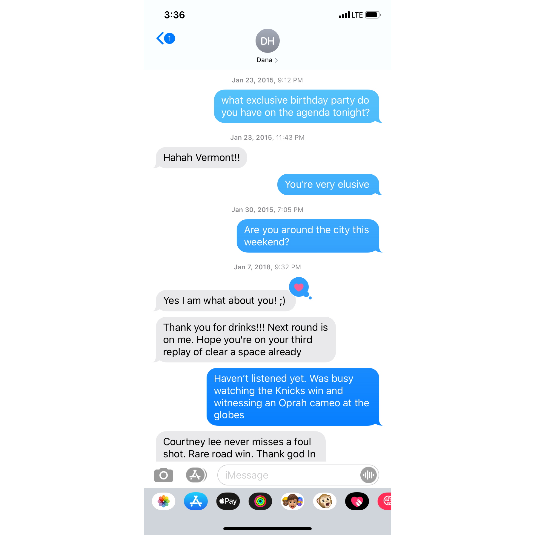 January 2015 - January 2018: Dana ghosts Josh (sorry, it was "mutual") until fate reconnects them through Hinge for their second date exactly 3 years later on January 7, 2018.