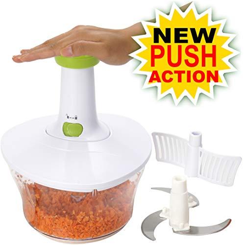 Brieftons Express Food Chopper: Large 6.8-Cup, Quick & Powerful Manual Hand Held Chopper/Mixer to Chop Fruits, Vegetables, Herbs, Onions for Salsa, Salad, Pesto, Hummus, Guacamole, Coleslaw, Puree
