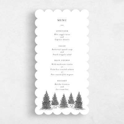 White Scalloped Wedding Menu - Auburn