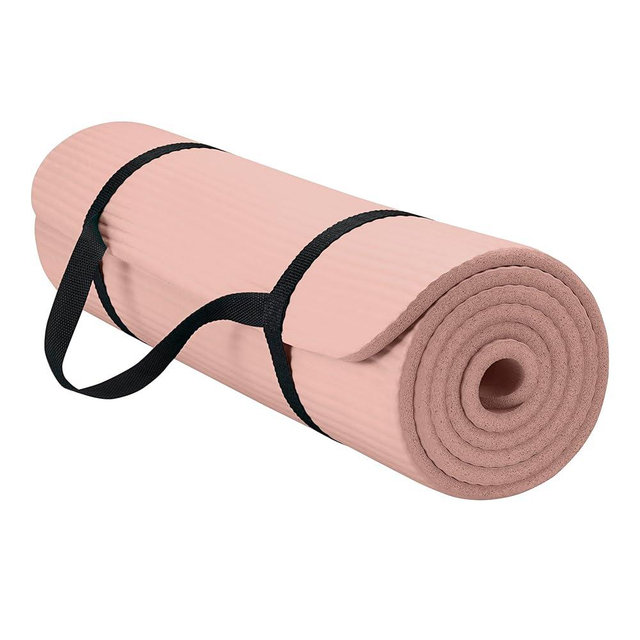 Gaiam Yoga Mat, Pilates & Exercise Mat, Thick 2/5" (10mm) Workout Mat with Easy-Cinch Carrying Strap for Home & Gym Workouts