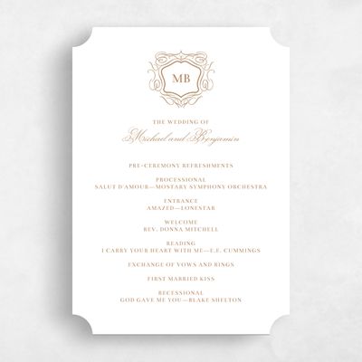 White Ticket Wedding Program - Griffin