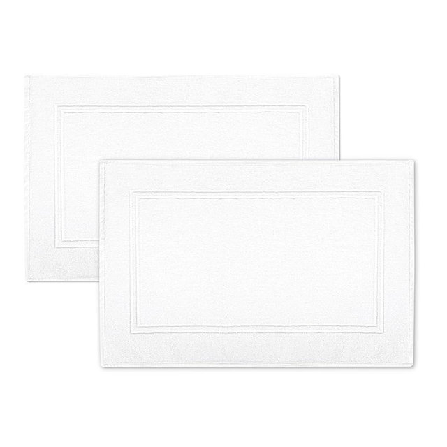 Tens Towels Pack of 2 Bath Mats 100% Cotton, 20 x 32 Inches, Super Absorbent, Hotel Quality Premium Floor Towels, Luxurious, Soft & Quick Dry, Not a Bathroom Rug, White