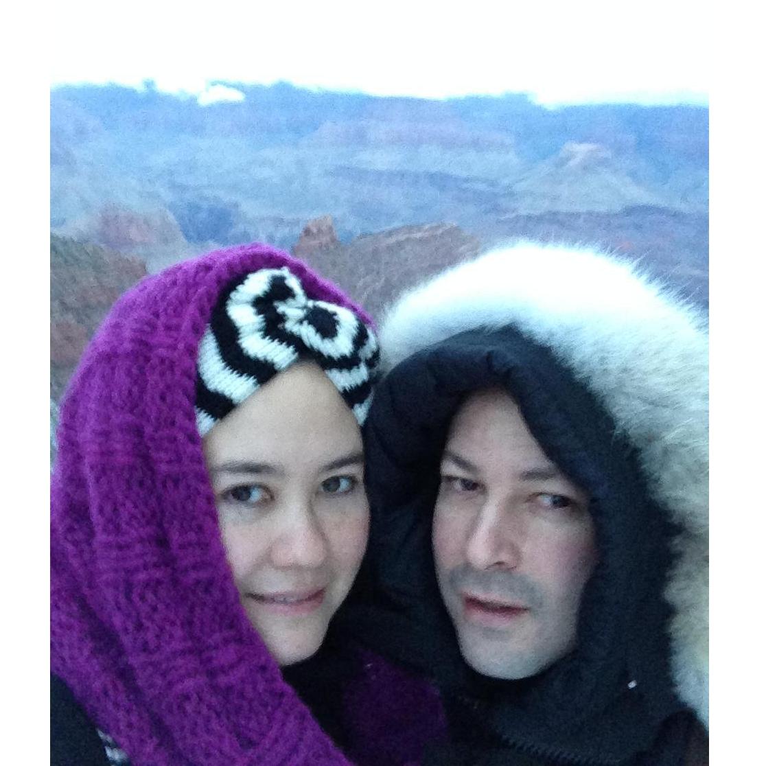 December 2013: We were frrrrrrreeeeeezing here in front of the South Rim of the Grand Canyon. I was pregnant.