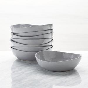 Mercer Grey Low Bowls, Set of 8