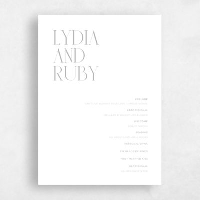 Metallic Silver, Grey Wedding Program - Amberley Letterpress