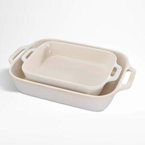 Staub ® Rustic Ivory 2-Piece Rectangular Baker Set | Crate & Barrel