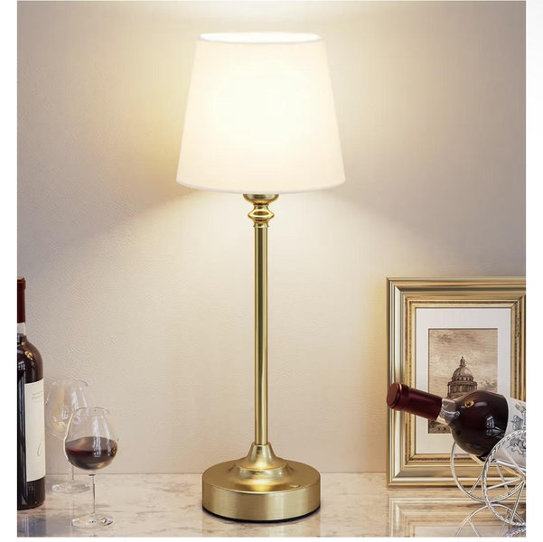 Cordless Table Lamp Rechargeable Gold - 1 Pack Brass 4000mAH Battery Operated Lamp for Decor, 3000K Stepless Dimming Touch Control Wireless Lamp for Bedroom, Dining Table, Counter, Living Room