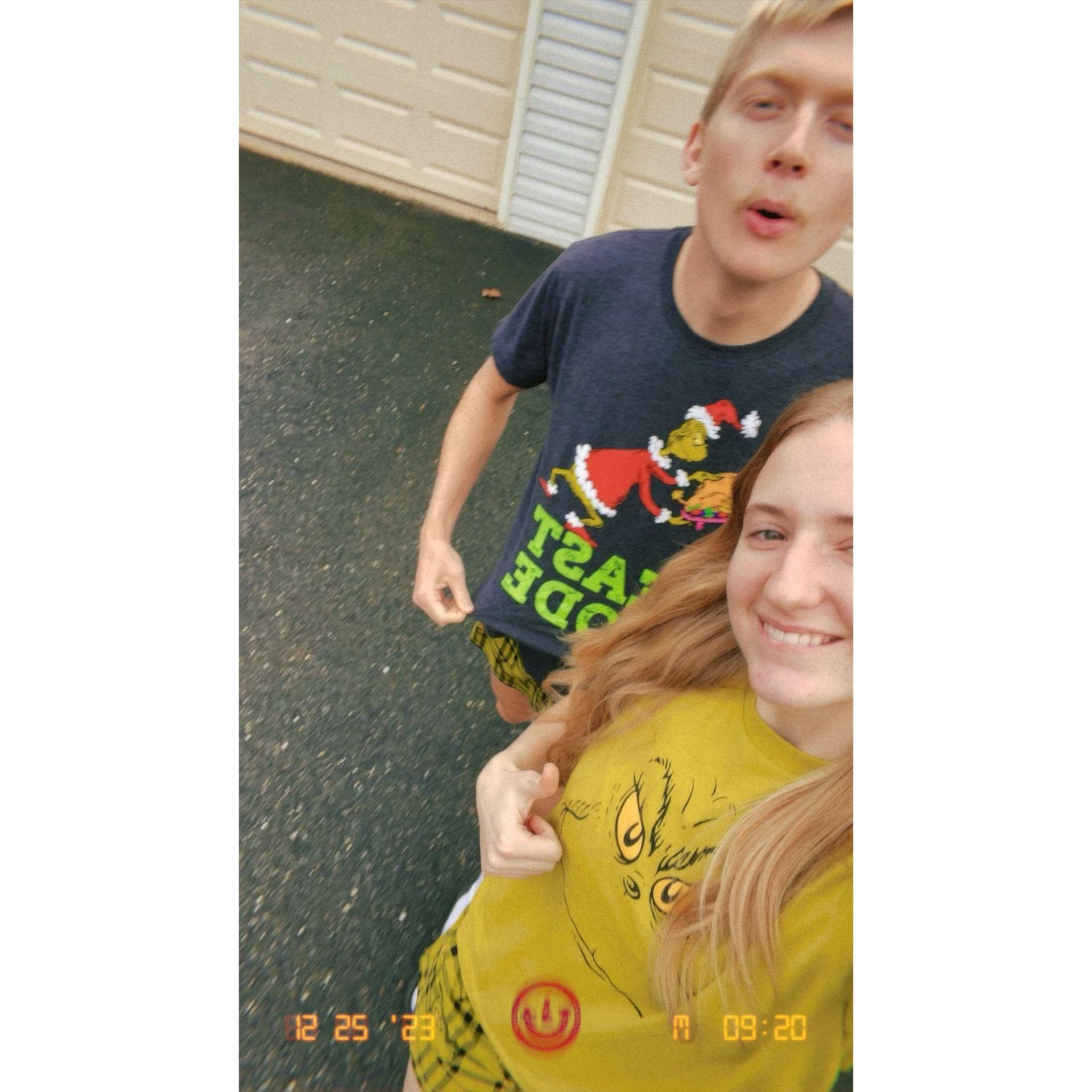 Our matching Grinch Christmas PJs