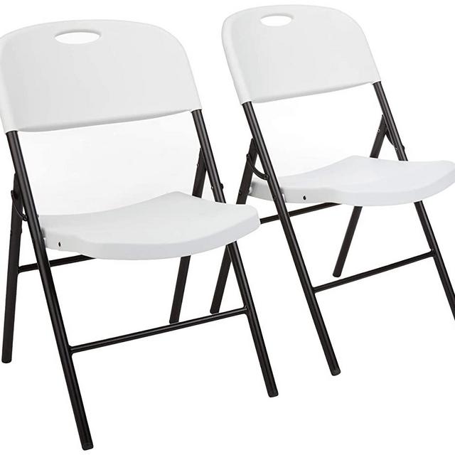 AmazonBasics Folding Plastic Chair, 350-Pound Capacity, White, 2-Pack