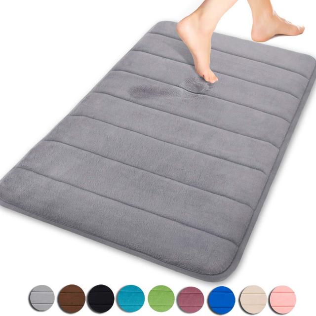 Yimobra Original Memory Foam Bath Mat Large Size 31.5 by 19.8 Inch,Maximum Absorbent,Soft,Comfortable,Non-Slip,Thick,Machine Wash,Easier to Dry for Bathroom Floor Rug,Grey