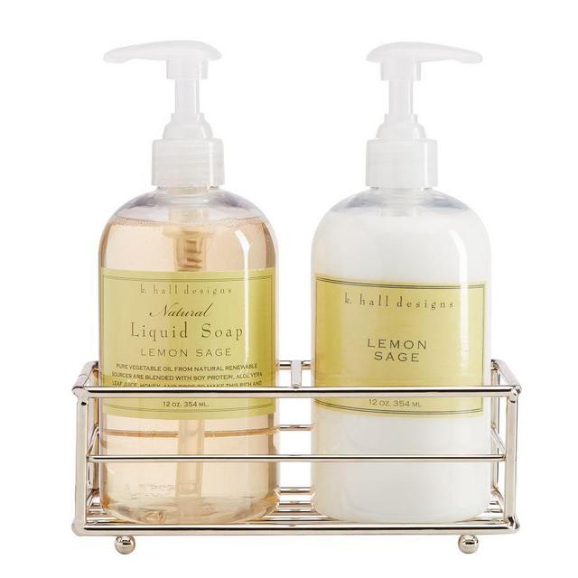K. Hall Lemon Sage Collection, Lotion, Soap, & Caddy Set
