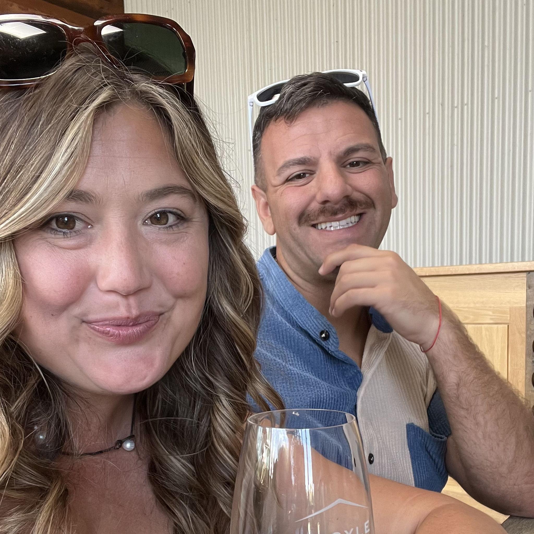 Wine tasting with Megan + Dan Feldman and Amanda + John Ball!