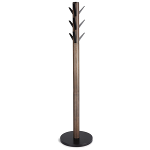 Umbra Flapper Coat Rack, Clothing Hanger, Umbrella Holder, and Hat Organizer, Great for Entryway, Black/Walnut (320361-048)
