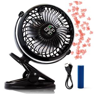 ClipGrip Powerful Rechargeable Battery Operated Clip On Fan With Lifetime Guaranty & White Noise Option, Portable And Great For The Car, Desk, Stroller & The Beach For The Best Cooling Effect. Black