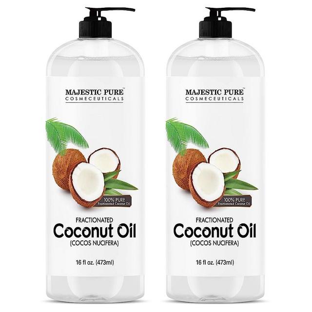 Majestic Pure Fractionated Coconut Oil - Relaxing Massage Oil, Liquid Carrier Oil for Diluting Essential Oils - Skin, Lip, Body & Hair Oil Moisturizer & Softener - 16 fl oz - Set of 2