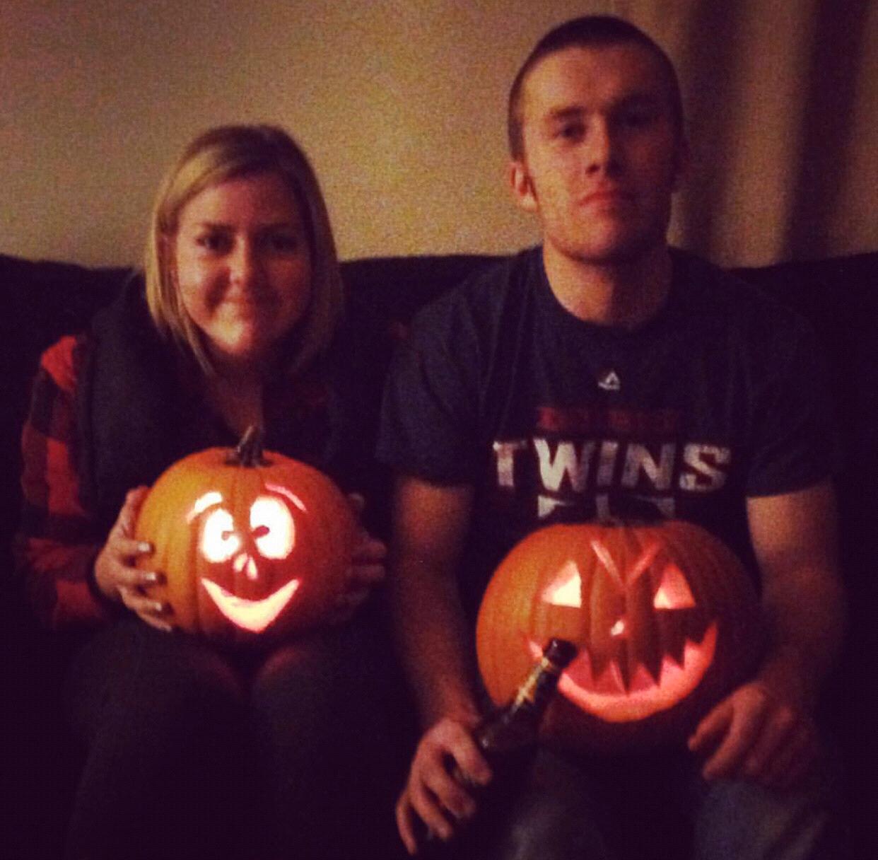 Carving pumpkins at the Blaine house