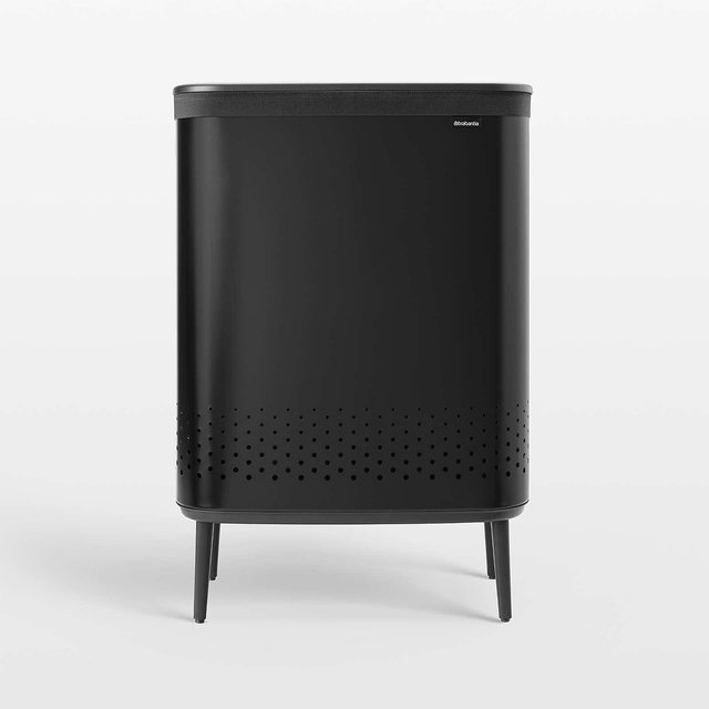 Brabantia Bo 45-Liter Black Metal Divided Laundry Hamper
