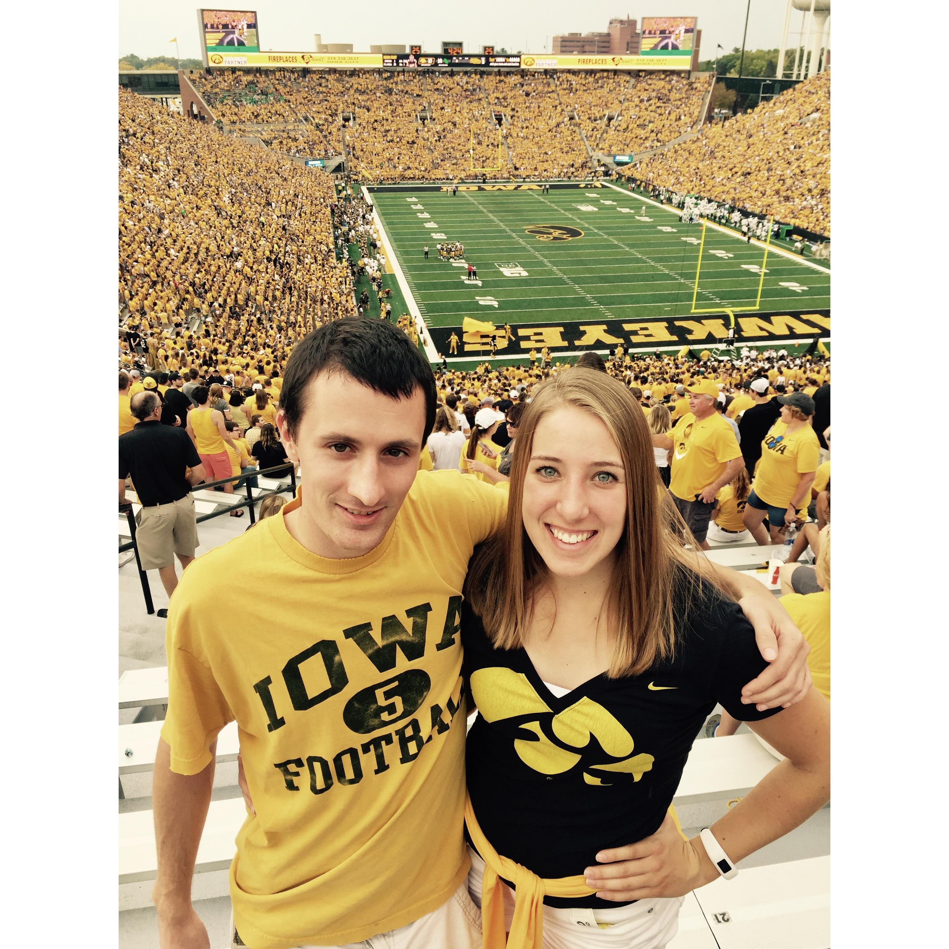 Our first Iowa football game together. Go hawks!