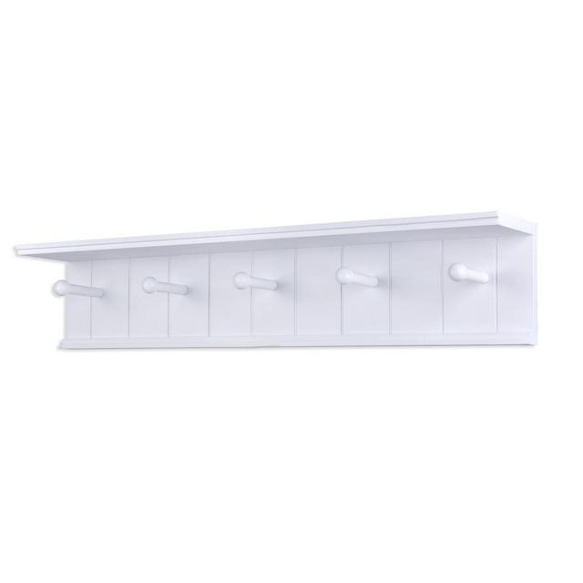 Danya B. 5-Hook Coat Rack and Display Shelf in White