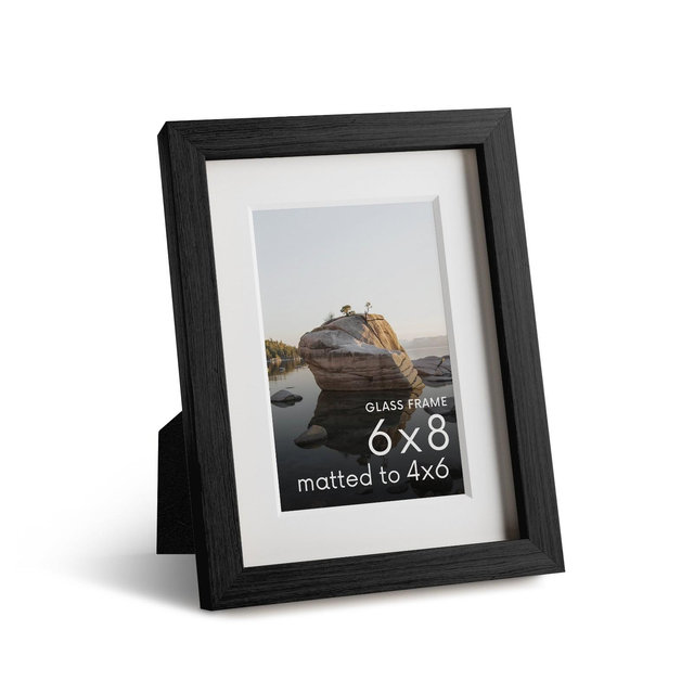 Haus and Hues Oak Picture Frame with Glass, Black, 6x8