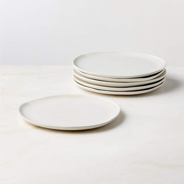 Hyacinth White Salad Plates with Reactive Glaze Set of 6