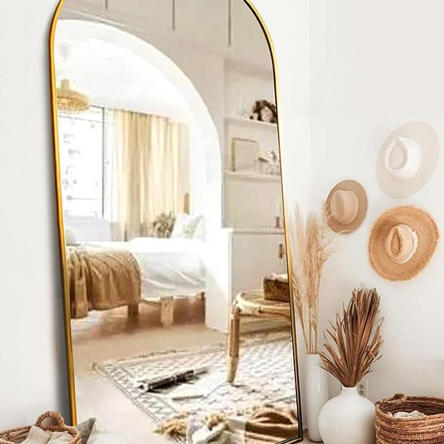 Full Length Mirror with Stand, 34"x76" Floor Mirror Freestanding, Arched Wall Mirror, Oversized Mirror Full Length, Gold Arch Mirror Full Length, Wall Mounted Mirror Full Length for Bedroom(Gold)