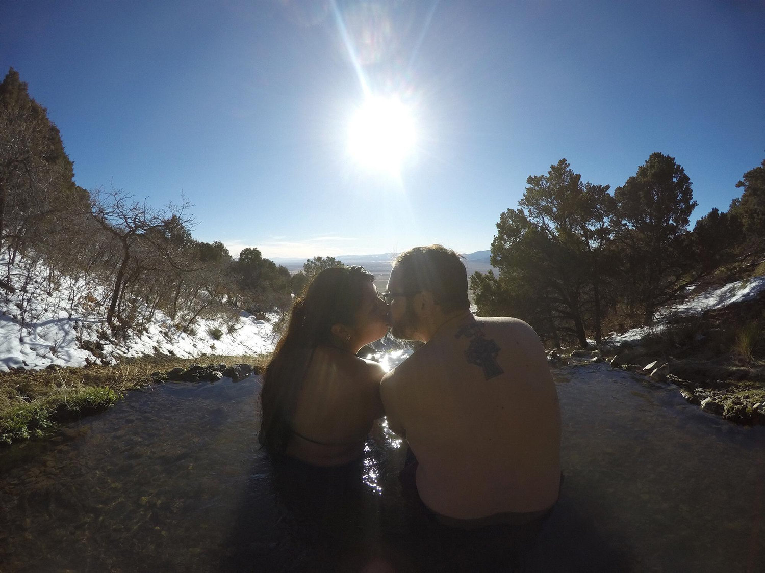 Mar 2017, Hot springs exploring in Colorado; right before I almost got frostbite walking around the snow in sandals.