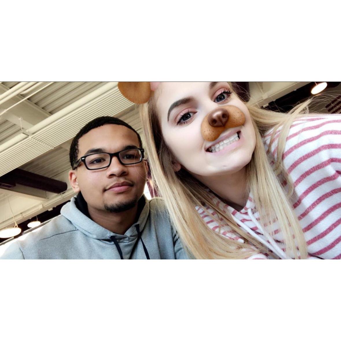 The very first photo we've taken together. Can you tell it was 2018 by the dog Snapchat filter?