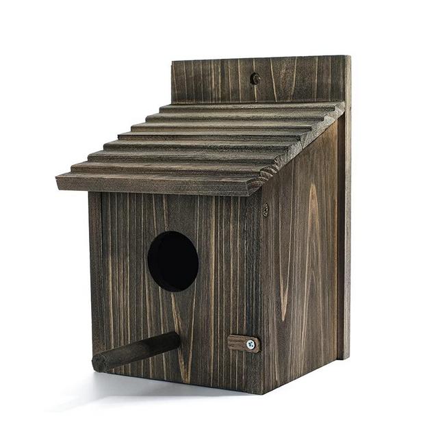 NATUREYLWL Wooden Bird House Wood Bird House for Outside with Pole for Finch , Bluebird , Cardinals , Hanging Birdhouse Garden Country Cottages