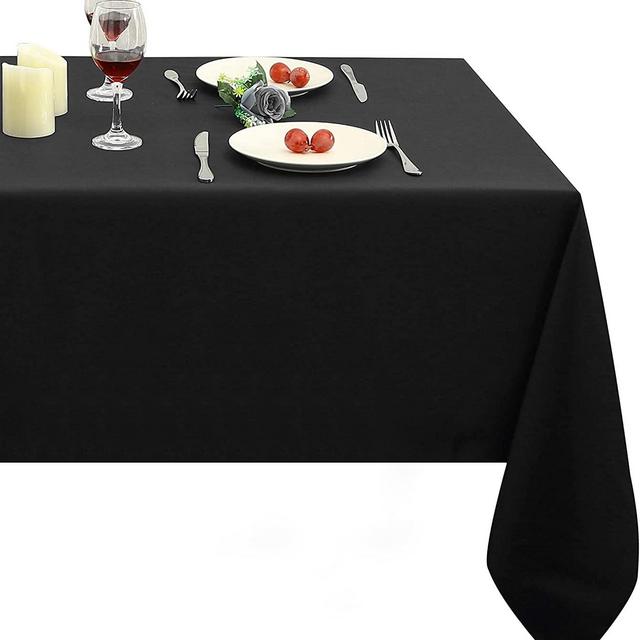 Obstal Rectangle Table Cloth, Oil-Proof Spill-Proof and Water Resistance Microfiber Tablecloth, Decorative Fabric Table Cover for Outdoor and Indoor Use (Black, 60 x 84 Inch)