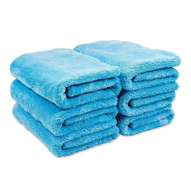 Griot's Garage Microfiber Plush Edgeless Towels, for Car Cleaning, Detailing and Polishing, Scratch-Free, 16” x 16”, Set of 6, 14901