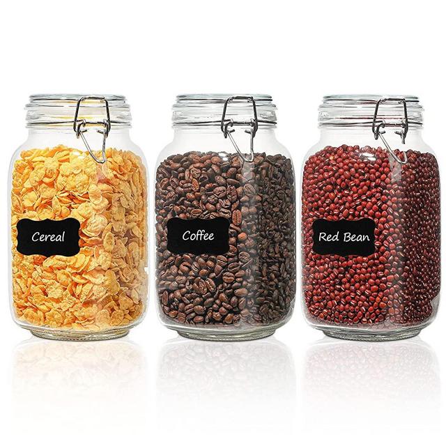 Molimoli 6oz Glass Jars With Lids, bamboo spice jars with label