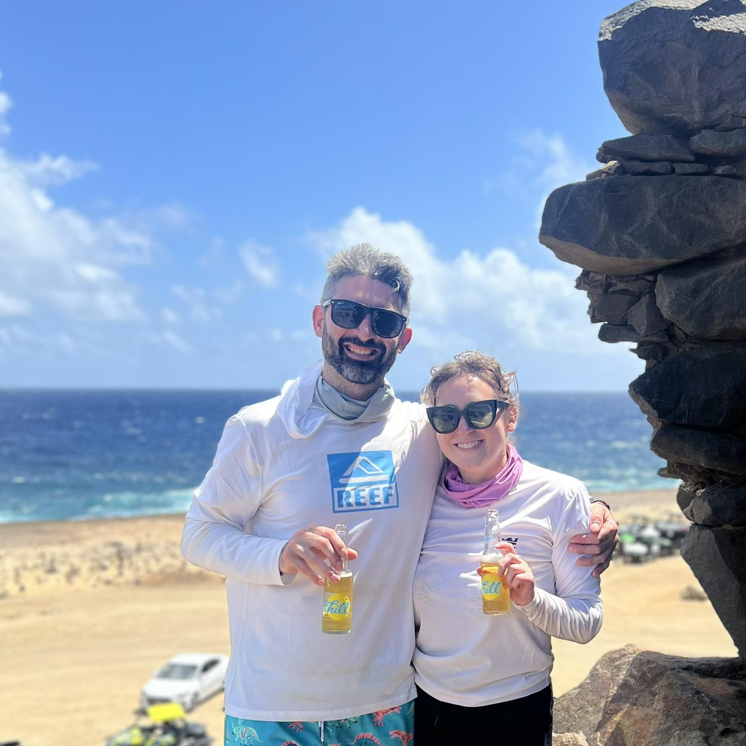 On a pit stop while dune buggying in Aruba!