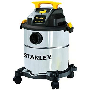 Stanley 6 Gallon Wet Dry Vacuum, 4 Peak HP Stainless Steel 3 in 1 Shop Vac Blower with Powerful Suction, Multifunctional Shop Vacuum W/ 4 Horsepower Motor for Job Site,Garage,Basement,Van,Workshop