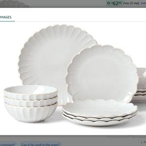 Lenox French Perle Scallop 12-Piece Dinnerware Set, 17.70 LB, White