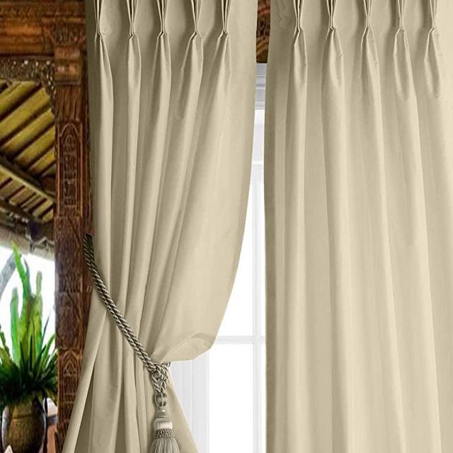 Magic Drapes Triple Pinch Pleat Blackout Curtain 100% Polyester Thermal Insulated Room Darkening Spill Proof Machine Washable Window Treatment Panels for Home W(26"+26") L84 (2 Panels Combined, Beige)