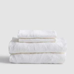 European Linen Sheet Set in White