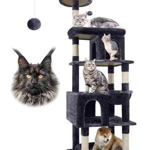 Globlazer Heavy Duty Cat Trees for Large Cats, Sturdy 72in Maine Coon Cat Tree for Large Cats 20 lbs+ Heavy Duty Cat Tower for Adult Biggest Cat with 6 Scratching Posts, Hammock, S72, Dark Gray