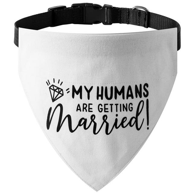 My Humans are Getting Married Dog Bandana, Engagement Dog Bandana, Pet Scarf, Engagement Photo, Wedding Dog Bandana with Adjustable Collars for Small Medium Large Dogs Cats Pet (Large, White)