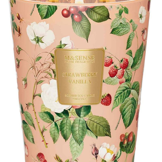 M&SENSE Extra Large Candle Strawberry Vanilla Scented, 3-Wick 35oz 150H Long Lasting, Natural Soy Wax Aromatherapy Candle for Stress Relief, Gifts for Home Decor