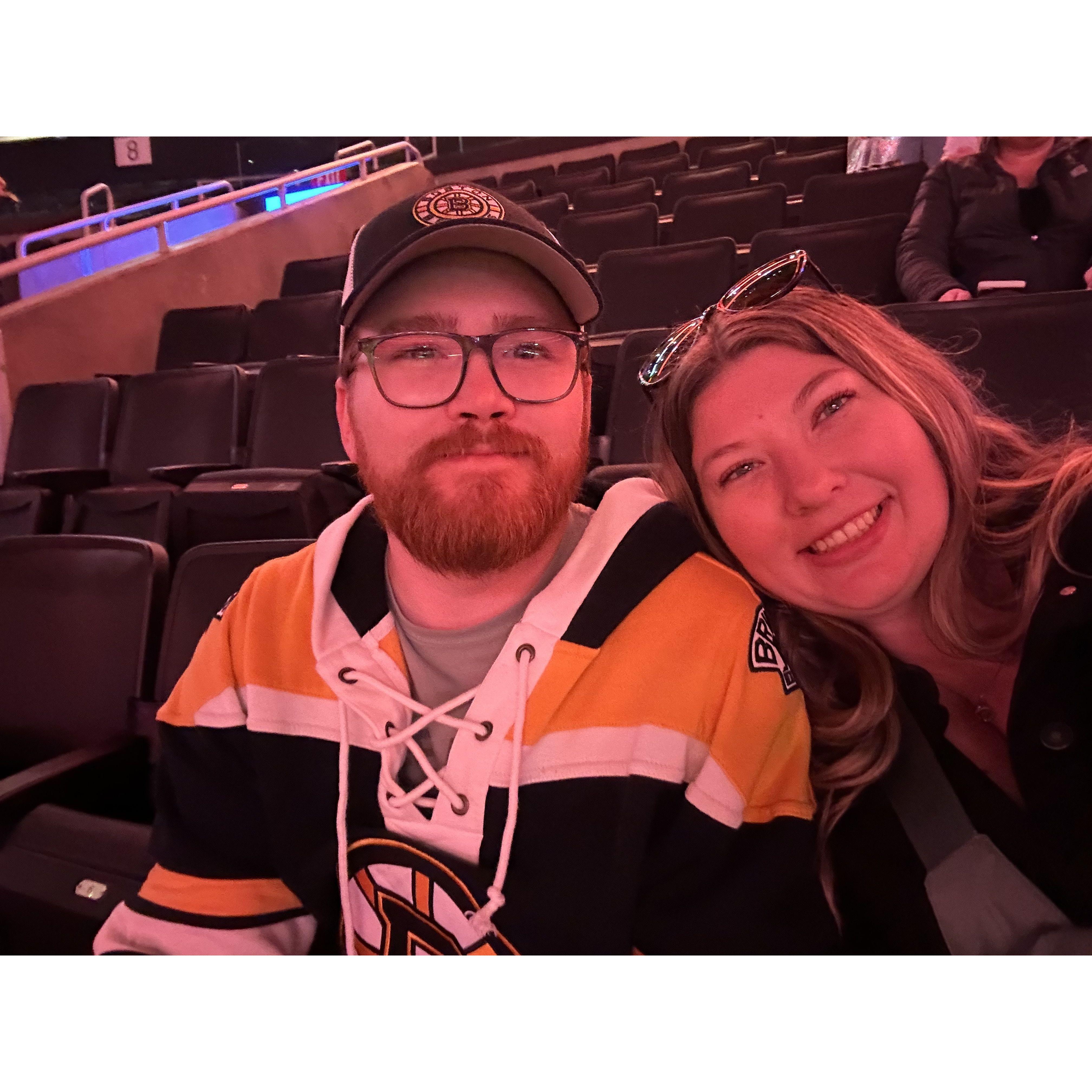 Bruins game in Boston as an early 30th Birthday present for Mitch