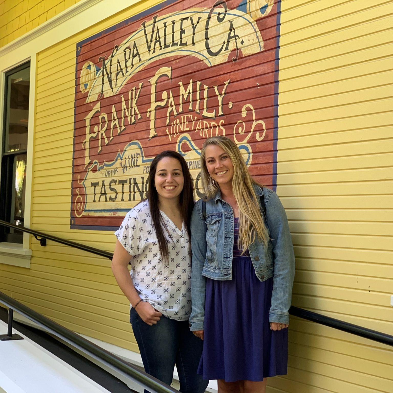 Visiting wineries in Napa.