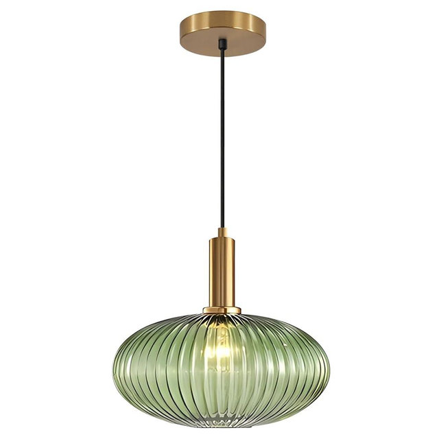 KCO Lighting Modern Gold Globe Pendant Light Large Green Glass Bathroom Pendant Light Fixture Adjustable Brass Round Pendant Lights Kitchen Island Pendant Lighting Farmhouse Ceiling Light