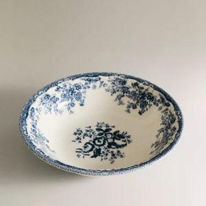 FLORAL EARTHENWARE BOWL - BLUE