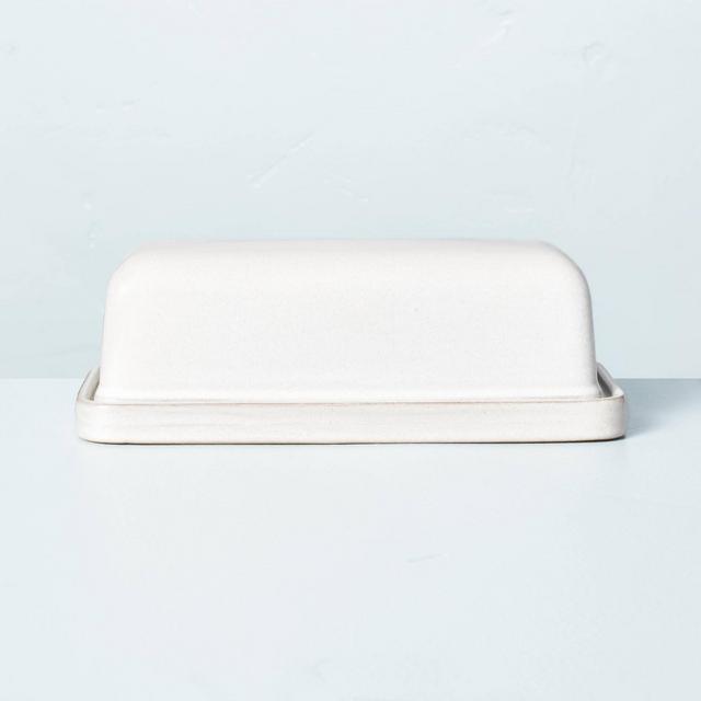 2pc Modern Rim Stoneware Butter Dish Cream - Hearth & Hand™ with Magnolia