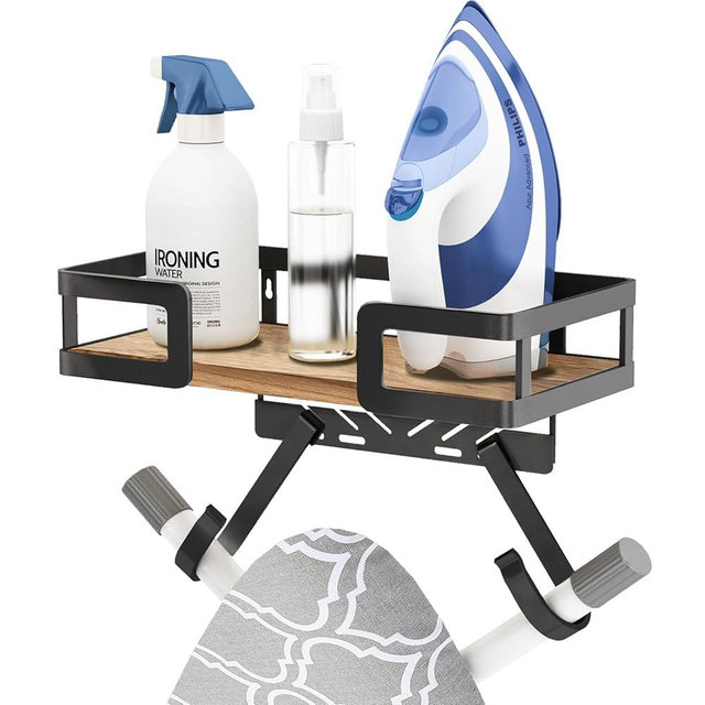 Ironing Board Holder Wall Mount, Iron Board Wall Hanger, Sewing, Laundry Room Organization, Black, T&V Shaped Space Saving Iron Holder for Laundry Room Decor and Accessories, Organization and Storage