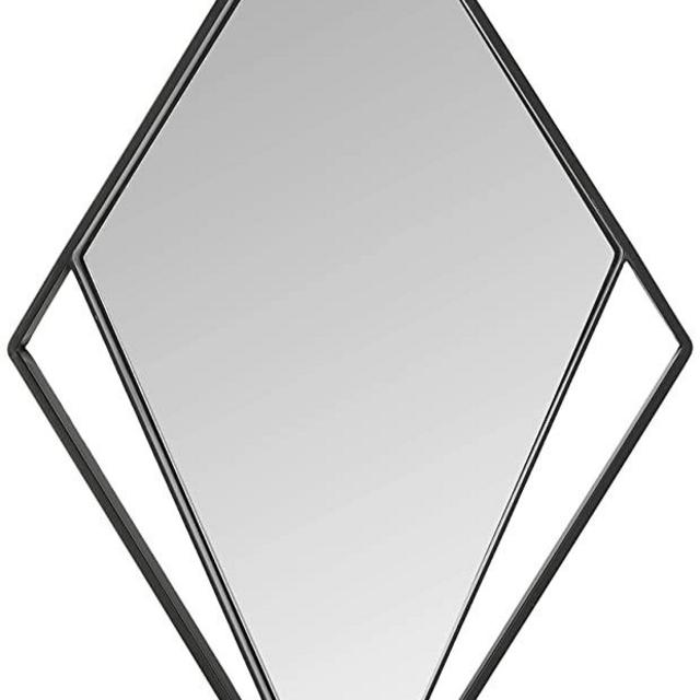 Amazon Brand - Rivet Modern Rhombus Cutout Hanging Mirror, 26.75"H, Black
