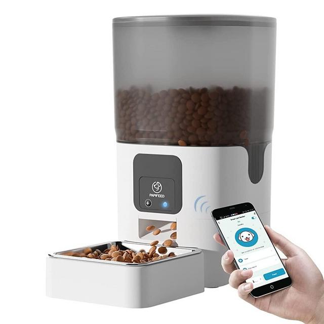 PAPIFEED Automatic Cat Feeder, 2.4G WiFi Enabled Smart Dry Food Dispenser with APP Control, Removable Pet Feeder for Cleaning, Up to 30 Meals Per Day, for Cats, Medium Dogs and Multiple Pets ( 6L )
