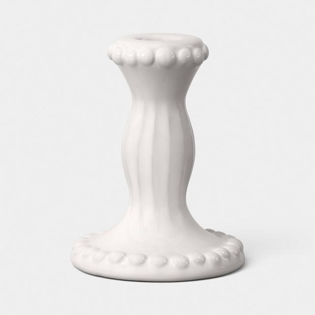 Short Beaded Ceramic Taper Candle Holder - Threshold™