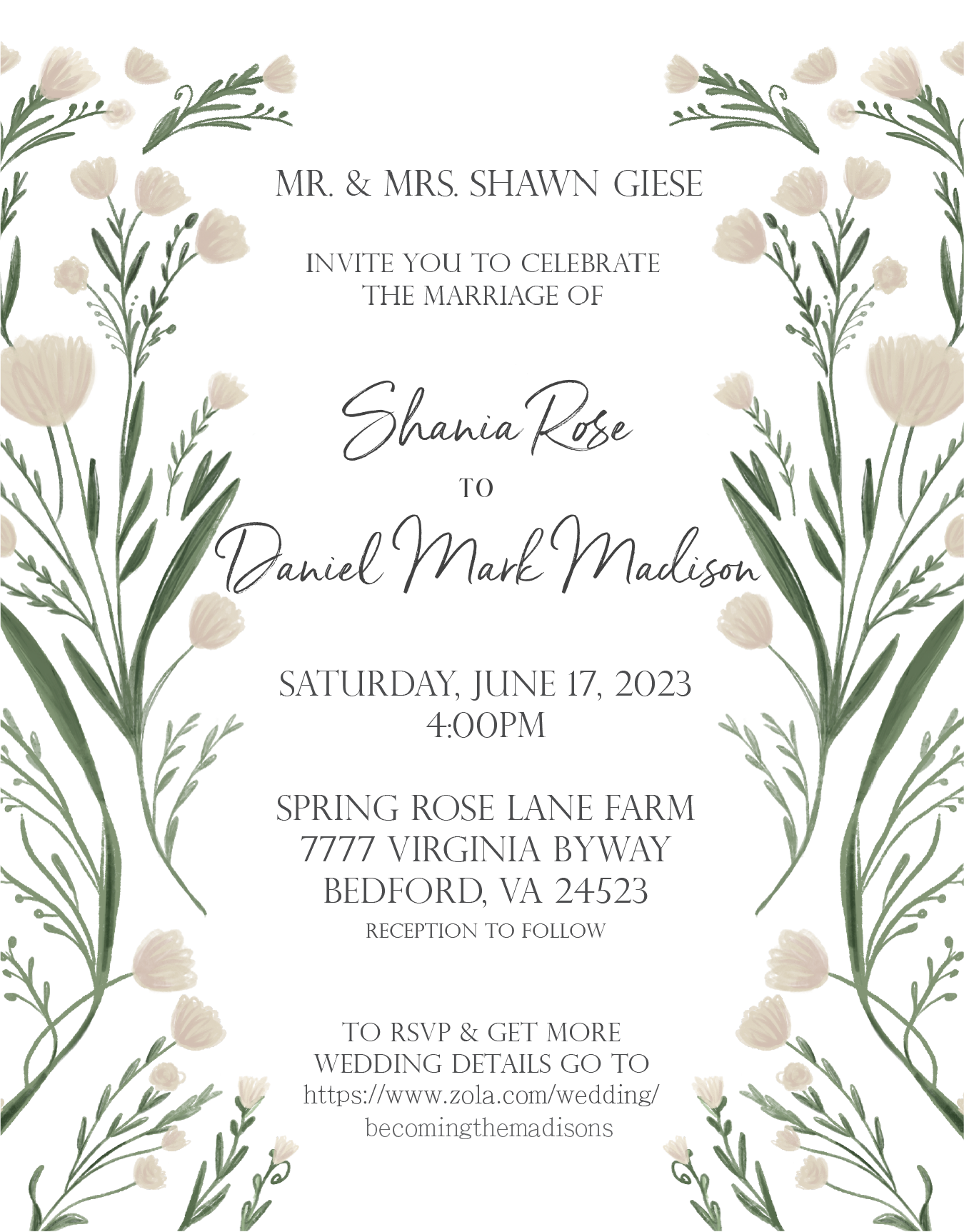 The Wedding Website of Daniel Madison and Shania Giese